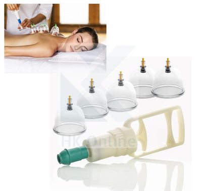 PK of 6 Massage Therapy CUPPING Set -Pump, 5 Cups A2 67mm (Boxed)