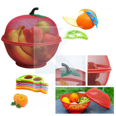 Red Apple Mesh Fresh FRUITS BASKET & Citrus Peeler -Keep Unwanted Pets & Insects Out
