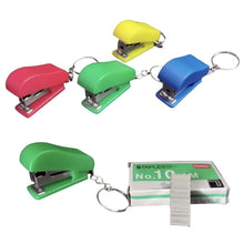 Load image into Gallery viewer, 5 Portable KEYCHAIN STAPLERS -Handy MINI STAPLER, Fits Easily Into Pencil Case Or Bag, Home, Office, School, Keyring Stapler Includes BOX Of Staples