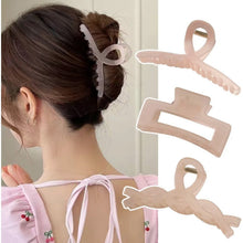 Load image into Gallery viewer, 3 QUARTZ PINK Hair CLAW CLIPS -CLAW HAIR TIES, Ponytail HAIR BOBBLES, Hair BANDS, Large CLAW CLIPS
