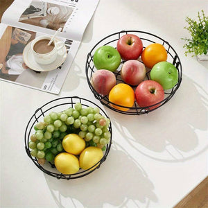 2 Tier Fruit Rack & 2 Fruit Forks - Wire Fruit Basket, Nordic Fruit Bowl, Wire Bread Basket, Decorative Woven Table Piece