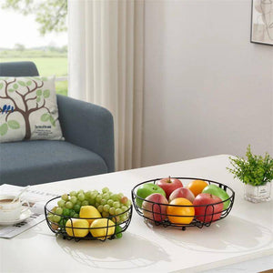 2 Tier Fruit Rack & 2 Fruit Forks - Wire Fruit Basket, Nordic Fruit Bowl, Wire Bread Basket, Decorative Woven Table Piece