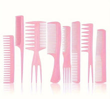 Load image into Gallery viewer, 8PC HAIR COMB Set -Static Free HAIR STRAIGHTENING COMB Set -Conditioning Comb, Styling, Detangling, Hot Iron &amp; Hair Drying, Hairdressing PINK