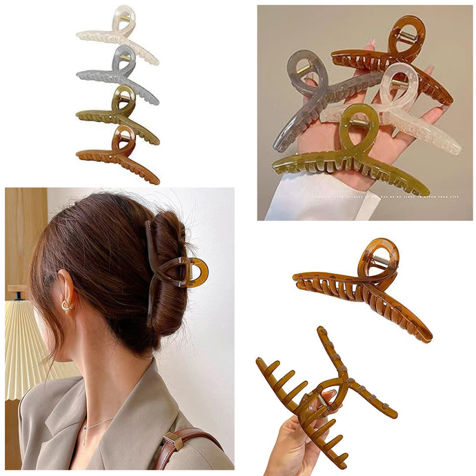 4 GIANT JELLY CLAW CLIPS 13cm -Acrylic HAIR CLAW Gift Set, Easy Hold & No Pull
