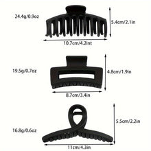 Load image into Gallery viewer, 2 BLACK Hair CLAW CLIPS &amp; 3 SATIN Hair SCRUNCHIES HAIR TIES -Ponytail HAIR BOBBLES, Hair BANDS, Large CLAW CLIPS (5pc Set)