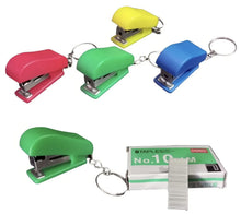 Load image into Gallery viewer, 5 Portable KEYCHAIN STAPLERS -Handy MINI STAPLER, Fits Easily Into Pencil Case Or Bag, Home, Office, School, Keyring Stapler Includes BOX Of Staples