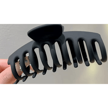 Load image into Gallery viewer, 2 BLACK Hair CLAW CLIPS &amp; 3 SATIN Hair SCRUNCHIES HAIR TIES -Ponytail HAIR BOBBLES, Hair BANDS, Large CLAW CLIPS (5pc Set)