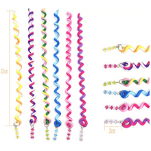 Load image into Gallery viewer, 6 SPIRAL RAINBOW HAIR CURLERS -Hair Rollers With Gems, Spiral Hair Ties, Twist Braid Hair Jewellery, Phone Cord Hair Ties, Party, Bridesmaid