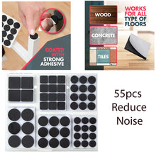 Load image into Gallery viewer, 110 Pcs FELT FURNITURE PADS -2 Packs Noise Reducing, Non Slip Furniture Felt Pads, Anti Scratch, Protect Floors, Furniture Feet, Table Legs, Chair Legs - Black