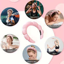 Load image into Gallery viewer, 3pc SPA HEADBAND WASHBAND SET -Pink Plush Headband, Face Wash Band &amp; Wristband, Skincare, Face Washing, Makeup Removal, Shower, Facial Mask