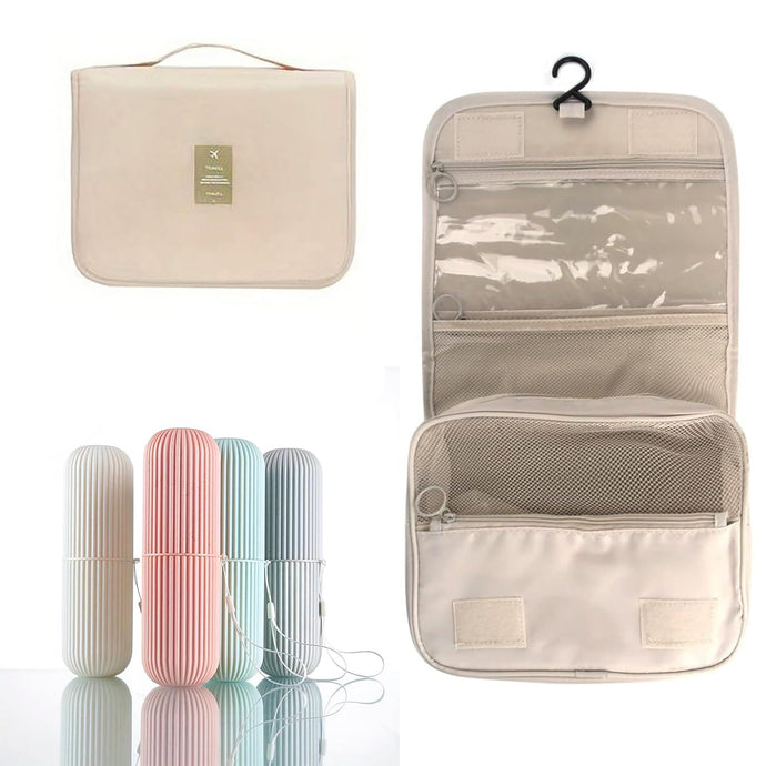 1 BRUSH HOLDER & TOILETRY BAG