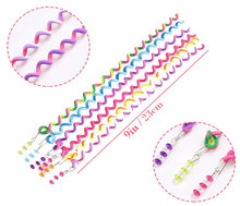 Load image into Gallery viewer, 6 SPIRAL RAINBOW HAIR CURLERS -Hair Rollers With Gems, Spiral Hair Ties, Twist Braid Hair Jewellery, Phone Cord Hair Ties, Party, Bridesmaid