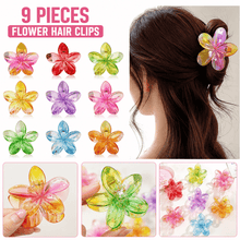 Load image into Gallery viewer, HK Online 9PK ETHEREAL Hair CLAW CLIPS -RAINBOW Flower Hair Clips, Ponytail HAIR BOBBLES, Hair BANDS, Large FLOWER CLAW CLIPS 8cm (RANDOM COLOURS)