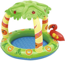 Load image into Gallery viewer, Bestway 'UV Careful' JUNGLE PADDLING POOL -26L Soft Comfort Floor &amp; Palm Sunshade W99 x L91 x H71cm