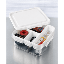 Load image into Gallery viewer, HK ONLINE 4 COMPARTMENT TRAY &amp; STORAGE HOBBY BOX -26cm x 25cm x 11cm Sewing Box, Screw Box, Jewellery Box, Storage Box, Craft Box, Bits &amp; Bobs