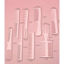 Load image into Gallery viewer, 8PC HAIR COMB Set -Static Free HAIR STRAIGHTENING COMB Set -Conditioning Comb, Styling, Detangling, Hot Iron &amp; Hair Drying, Hairdressing PINK