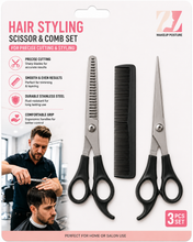 Load image into Gallery viewer, 3 PC BARBERS HAIR CUTTING &amp; THINNING SCISSORS WITH FINE TOOTH COMB SET -Home, Barber, Salon &amp; Styling Use