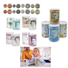Load image into Gallery viewer, 1 £5 COIN TIN -Sterling Bank Note MONEY TIN -Piggy Bank, COIN Jar, Cash, SAVINGS Tin, 15 x 10cm Money Box, Birthday Money, Holiday &amp; Christmas Fund (Copy) (Copy)