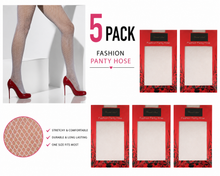 Load image into Gallery viewer, 5 Pairs Sexy &amp; Glam FISHNET PANTYHOSE TIGHTS -Dress To Impress, Hen Party, Fancy Dress, Silky Smooth One Size