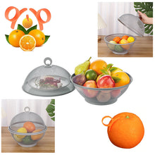 Load image into Gallery viewer, Grey Mesh Fruit Basket &amp; Ring Peeler -Handled Fruit Basket, MESH Fruit Bowl 27cm, Bread Basket, Keep UNWANTED Pets Out, Decorative Woven Table Piece