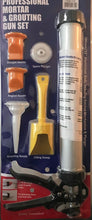 Load image into Gallery viewer, CAULKING MORTAR GUN &amp; GROUTING SET -Brick Pointing, Tile Grouting, Cement Applicator Tool, Duratool, 1 Brick Mortar Gun, 1 Scoop, 1 Straight Nozzle, 1 Angle Nozzle, 1 Grouting Nozzle