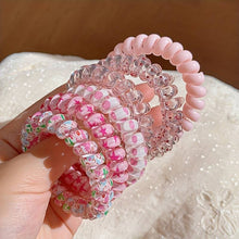 Load image into Gallery viewer, 4 FLOWER CLAW CLIPS &amp; 4 Hair SPIRALS -Elastic HAIR TIES, Ponytail HAIR BOBBLES, Hair BANDS, 8cm Large CLAW CLIPS