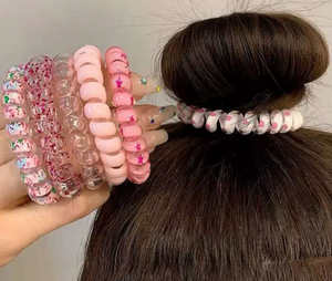 4 FLOWER CLAW CLIPS & 4 Hair SPIRALS -Elastic HAIR TIES, Ponytail HAIR BOBBLES, Hair BANDS, 8cm Large CLAW CLIPS