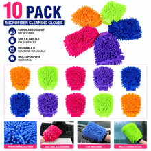Load image into Gallery viewer, 10PK MICROFIBRE MITTS -Car Cleaning Mitt, Surface Dust Cleaning Gloves, Washing &amp; Polishing Cloth, Boat, Caravan, Hotel, Restaurant (10 PACK RANDOM)