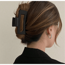Load image into Gallery viewer, 2 BLACK Hair CLAW CLIPS &amp; 3 SATIN Hair SCRUNCHIES HAIR TIES -Ponytail HAIR BOBBLES, Hair BANDS, Large CLAW CLIPS (5pc Set)