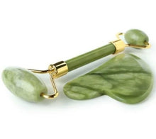 Load image into Gallery viewer, Marble JADE ROLLER &amp; GUA SHA Boxed Set &amp; 1 Kabuki Brush- Glow Boosting, De-Puffing, Deep Moisture Massage, Lifting &amp; Tightening