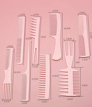 Load image into Gallery viewer, 8PC HAIR COMB Set -Static Free HAIR STRAIGHTENING COMB Set -Conditioning Comb, Styling, Detangling, Hot Iron &amp; Hair Drying, Hairdressing PINK