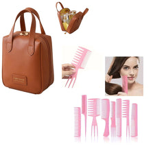 Load image into Gallery viewer, EXPANDING TOILETRY BAG HOLDALL &amp; 8PC HAIRDRESSING SET - Zipped Section Toiletry Bag, Snap on Closure, Travel, Holiday, Overnight Stay