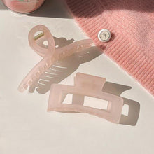 Load image into Gallery viewer, 3 QUARTZ PINK Hair CLAW CLIPS -CLAW HAIR TIES, Ponytail HAIR BOBBLES, Hair BANDS, Large CLAW CLIPS