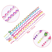 Load image into Gallery viewer, 6 SPIRAL RAINBOW HAIR CURLERS -Hair Rollers With Gems, Spiral Hair Ties, Twist Braid Hair Jewellery, Phone Cord Hair Ties, Party, Bridesmaid