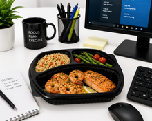 Load image into Gallery viewer, 100 Pack 3 SECTION MEAL PREP CONTAINERS &amp; LIDS -Plastic Food Containers, Takeaway BENTO Boxes, Home, Pub, Catering Kitchens, Reuseable, Microwave &amp; Freezer Safe (GIANT 100 MULTIPACK)
