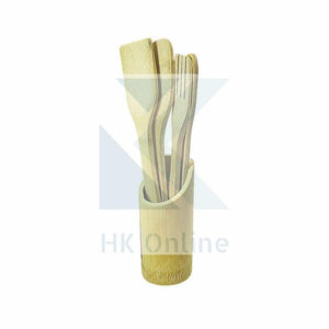 Set 4 Eco Friendly BAMBOO UTENSILS SET -Non Scratch, Cooking & Serving, Includes Holder
