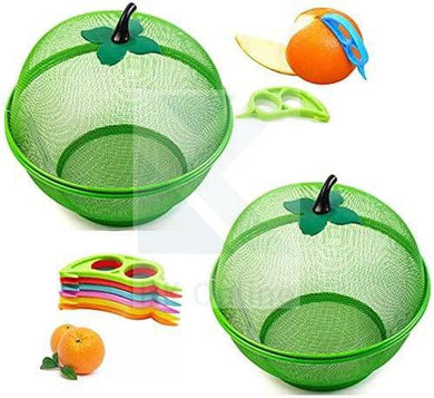 2 x Green Apple Mesh Fresh Fruits Basket & Citrus Peeler -Keep Unwanted Pets & Insects Out