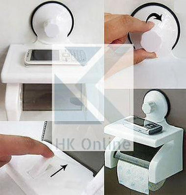 Suction TOILET ROLL Holder With MOBILE PHONE SHELF -Mount To Plain Tiles, Glass
