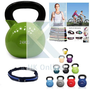24kg Soft Touch Coated Cast Iron KETTLEBELL -Sumo Squats, Walking Lunges & Twin Zipped GYM Belt