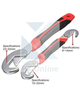 Set 2 Smart ADJUSTABLE WRENCH SET -Self Adjusting, Radiator, Boiler, Tap 9-32mm & LED KEYCHAIN Torch