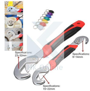 Set 2 Smart ADJUSTABLE WRENCH SET -Self Adjusting, Radiator, Boiler, Tap 9-32mm & LED KEYCHAIN Torch