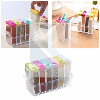 Set 6 Clear ACRYLIC SEASONING BOX -Store & Shake, Condiments, Herbs & Spice Jars