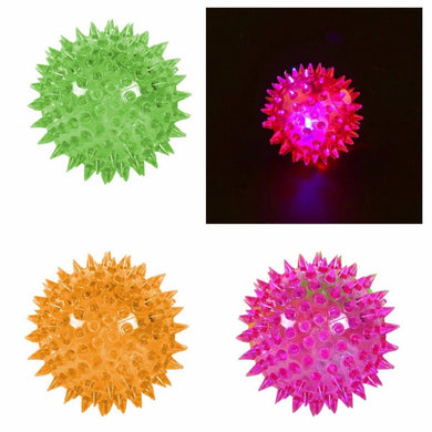 Flashing Light Up Spikey Bouncing Balls Novelty Sensory Hedgehog Pet Dog Toys   2491