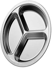 Load image into Gallery viewer, HK Home 3 Section Stainless Steel Portion Control Divider Plate -Picnics, Camping, Barbecue, 26cm &amp; Smiley Face Magnet