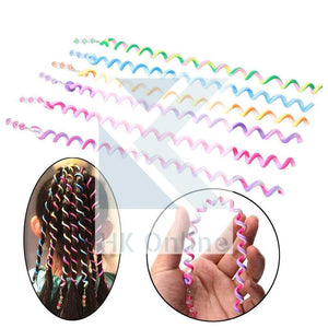 PK 6 Girls Spiral RAINBOW HAIR CURLERS -Hair Rollers with Gems, Hair Jewellery, Party, Bridesmaid