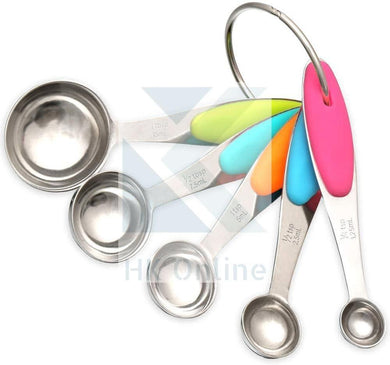 Set 5 Stainless Steel BAKING SPOONS -Measuring Spoons, Spices, Liquids, Quick & Accurate