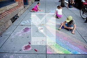 20 Jumbo PAVEMENT CHALKS in CADDY -Large Hopscotch Chalk, Giant STREET CHALKS -Fun Art Game, Coloured Chalk, FREE Racing CAR ERASER