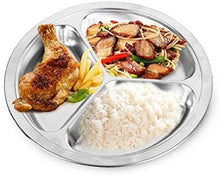 Load image into Gallery viewer, HK Home 3 Section Stainless Steel Portion Control Divider Plate -Picnics, Camping, Barbecue, 26cm &amp; Smiley Face Magnet