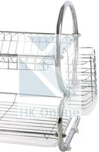 Load image into Gallery viewer, Chrome 2 Tier DISH DRAINER. -Drip Tray, Cutlery Rack, Glasses Holder