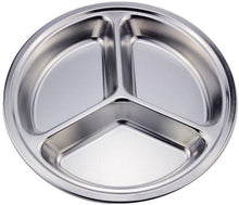 Load image into Gallery viewer, HK Home 3 Section Stainless Steel Portion Control Divider Plate -Picnics, Camping, Barbecue, 26cm &amp; Smiley Face Magnet